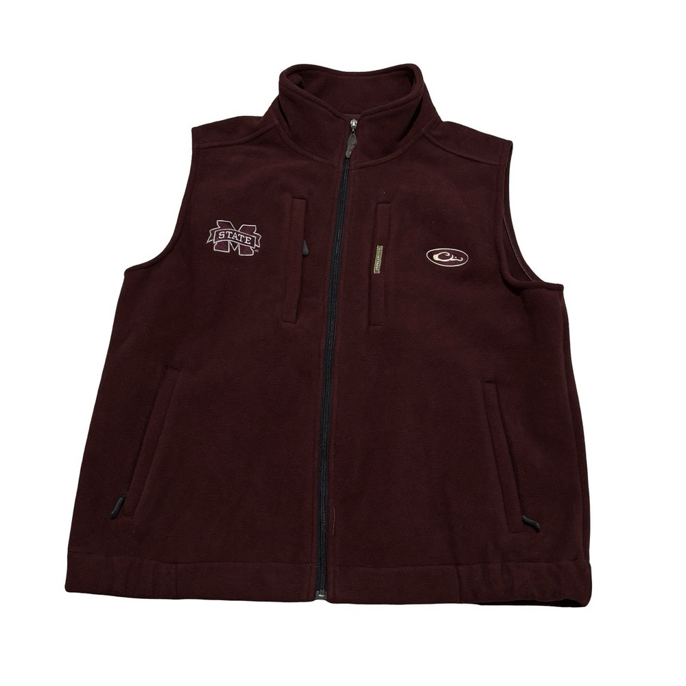 Drake Waterfowl Vest Maroon Mississippi State Bulldogs Fleece Size Large 23 x 26